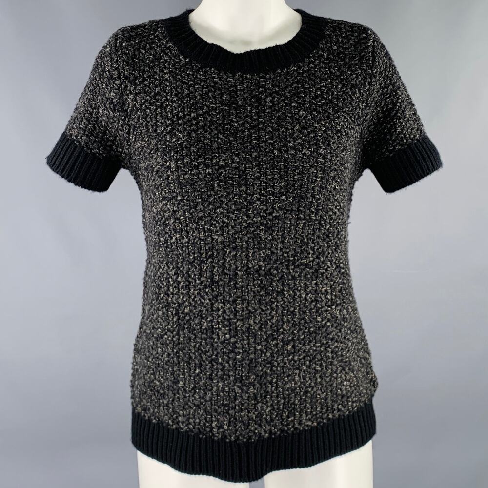 TSE Size S Black Charcoal Wool Blend Short Sleeve Pullover